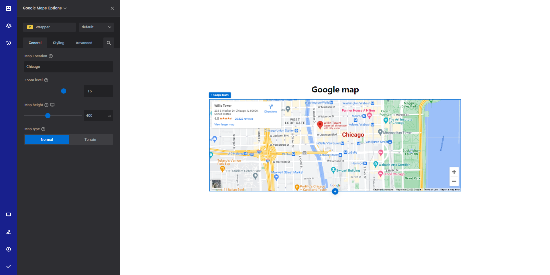 Google maps element