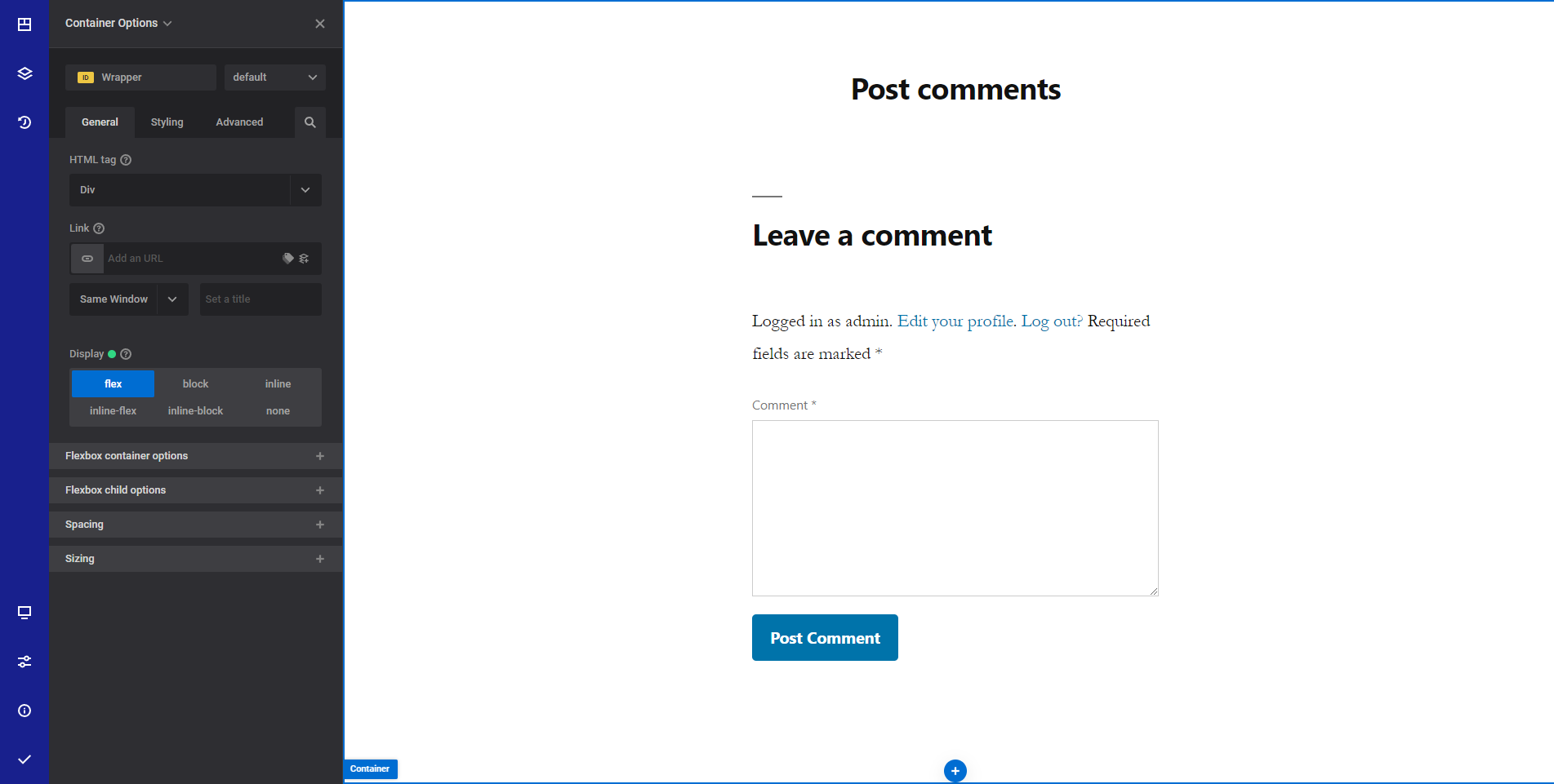 Post comments element